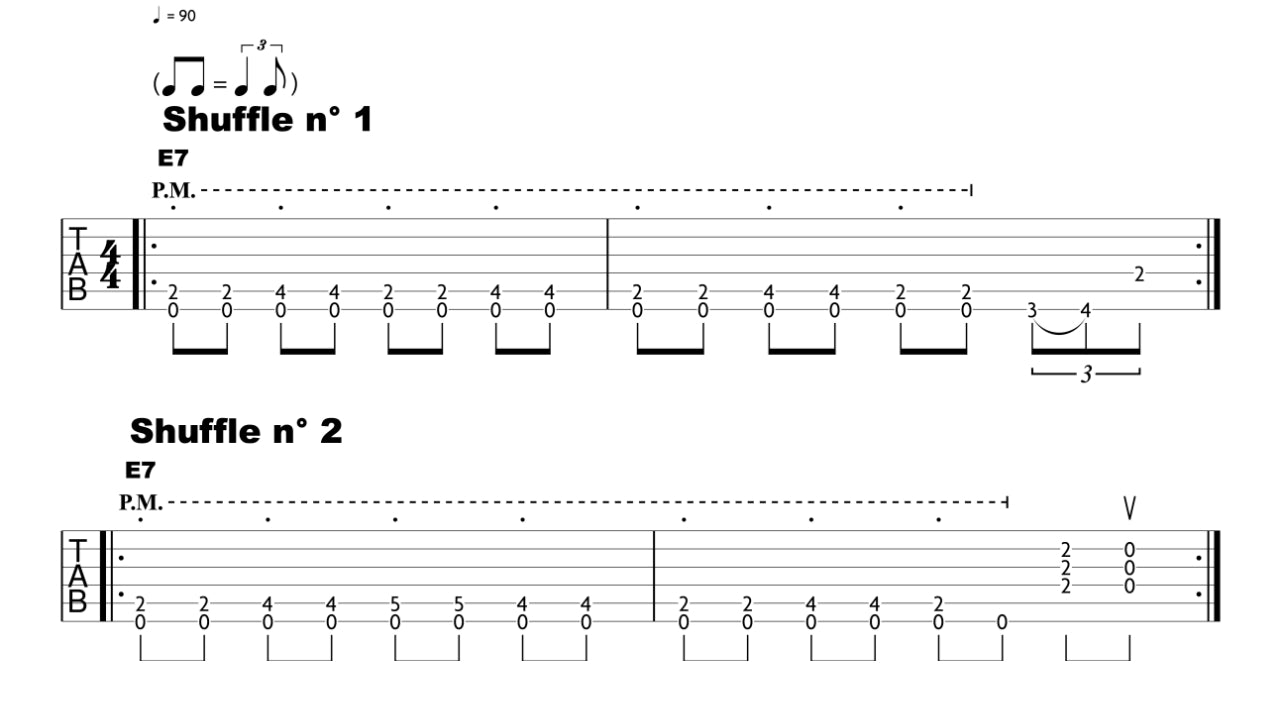 La base du Blues - 6 shuffle en Mi